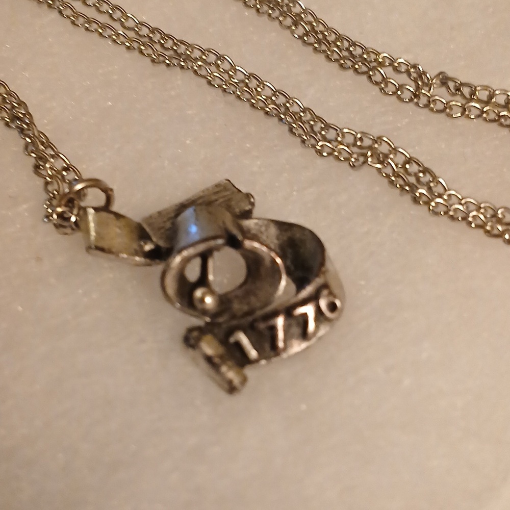 Silver-Tone 1776 Ribbon Liberty Bell  Pendant Necklace